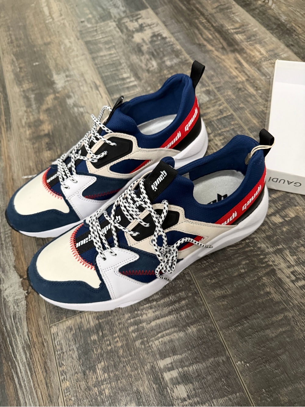 NEW IN BOX GAUDI Men's Navy White Red Athletic Sneakers